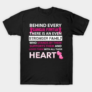 behind every breast cancer fighter is stronger family T-Shirt